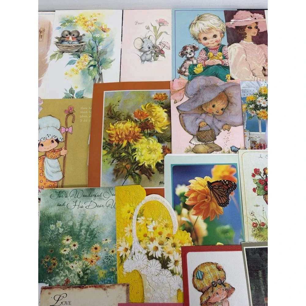 Vintage Thinking of You Cards Fronts ONLY Scrapbooking Crafts Lot of 50+